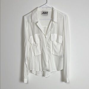 NWOT JUST White Button-Up Shirt blouse size medium